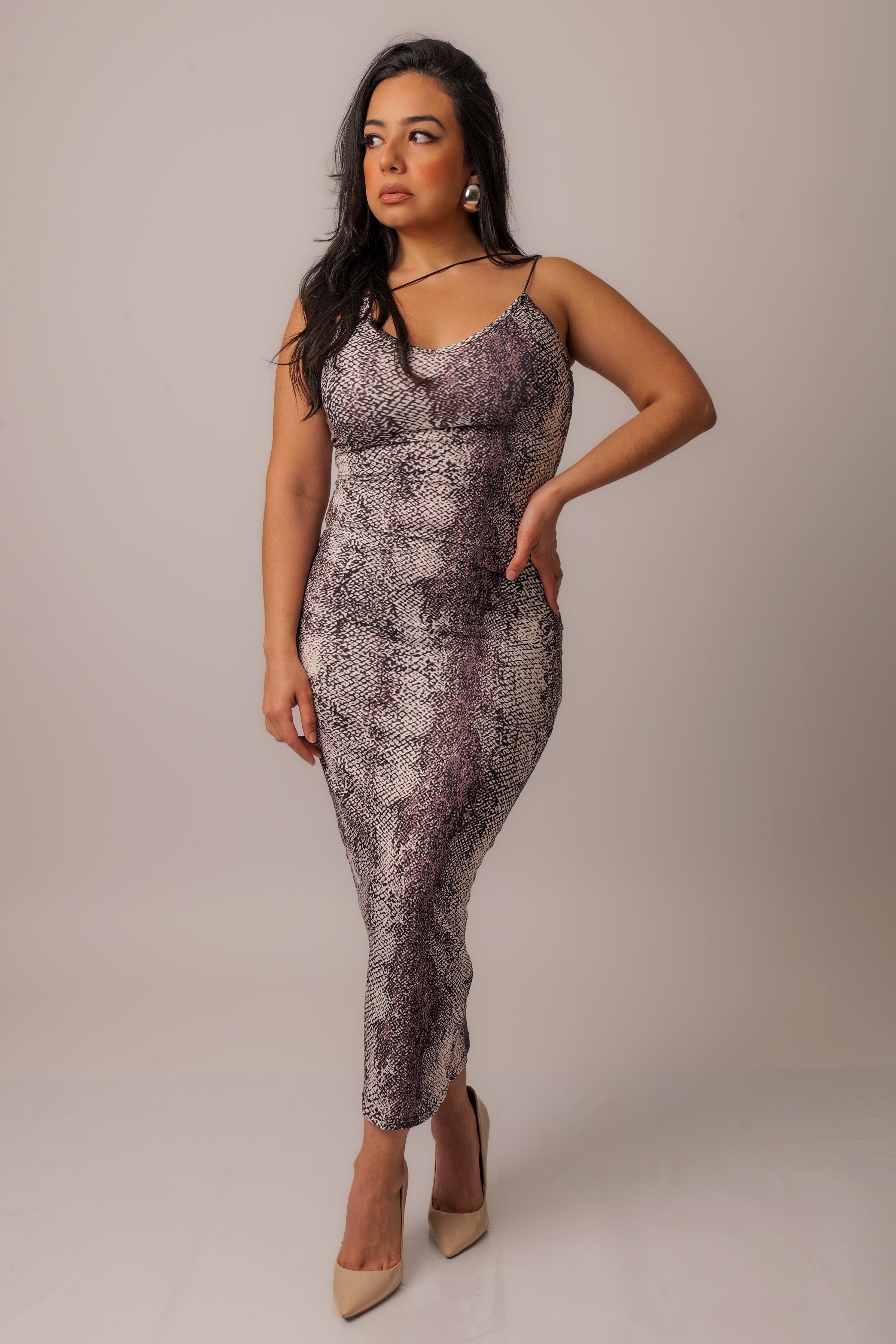 Snake Print Midi Dress