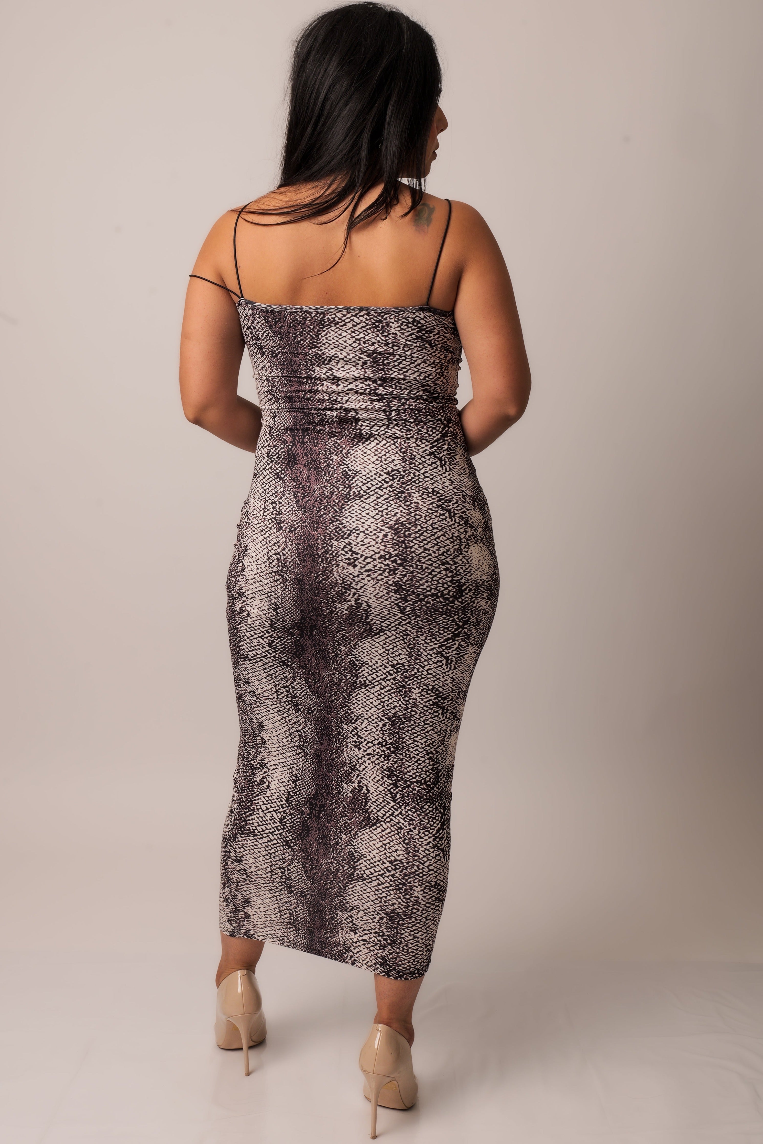 Snake Print Midi Dress