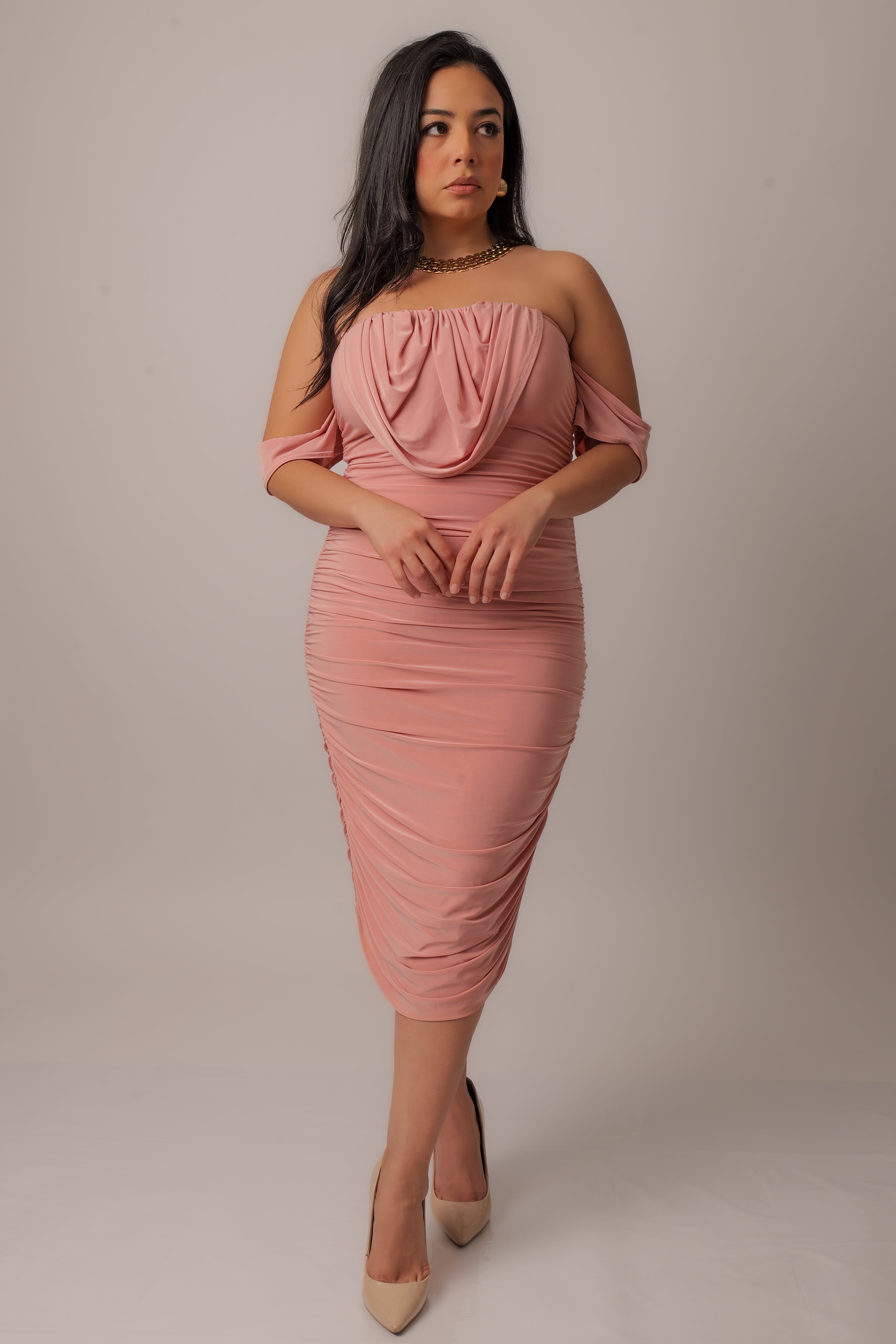 Off the shoulder midi dress