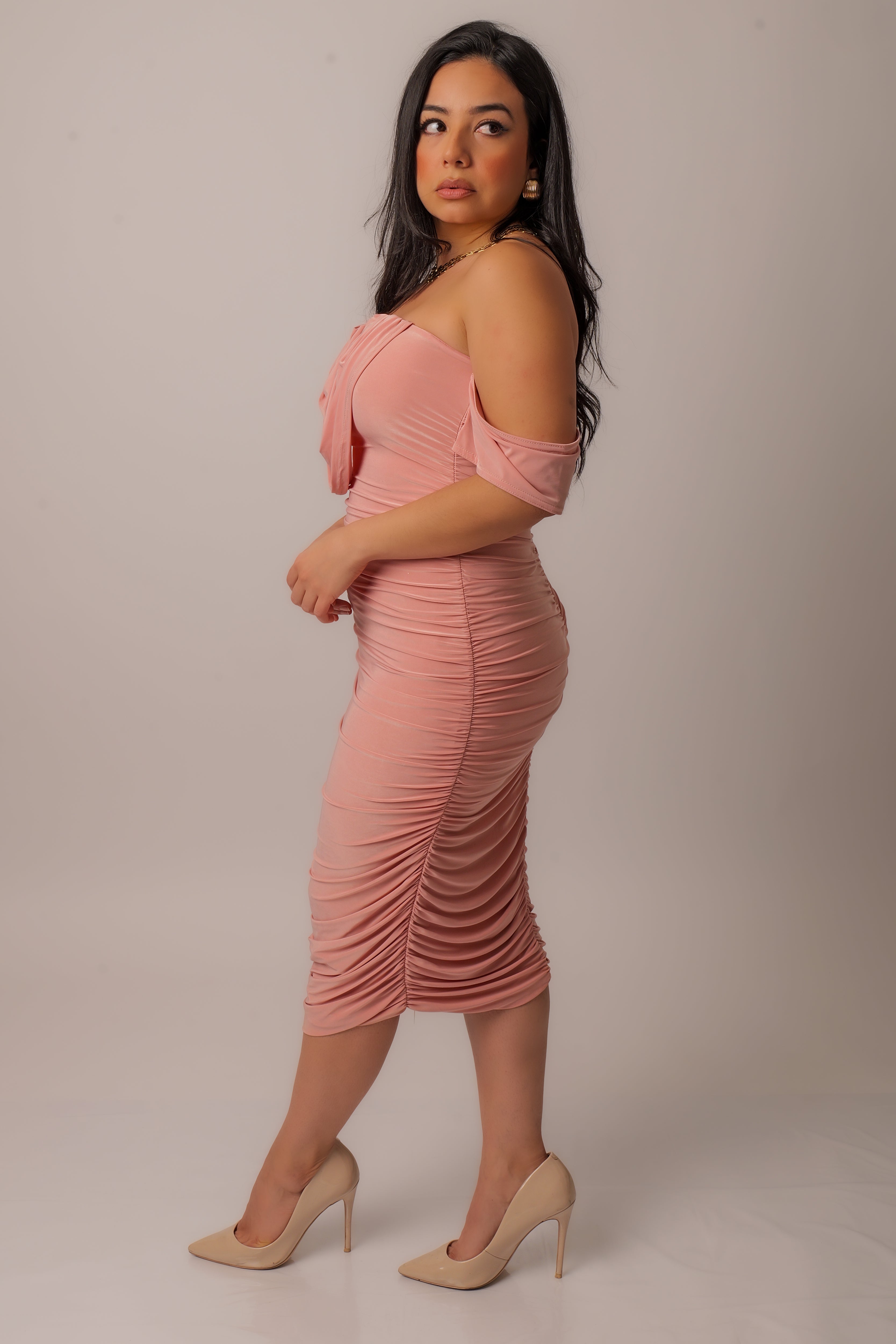 Off the shoulder midi dress