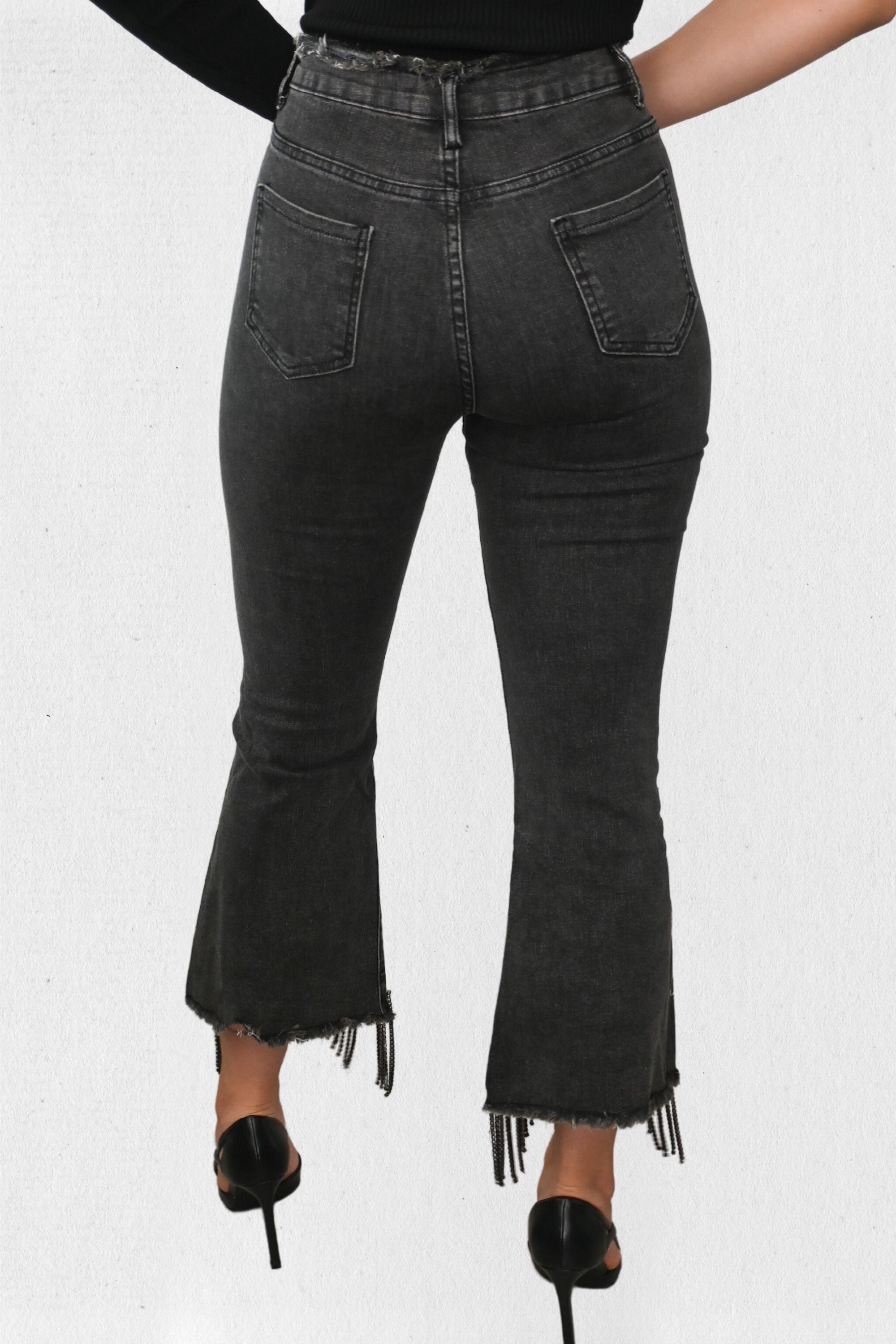 Rhinestone Fringe Jeans