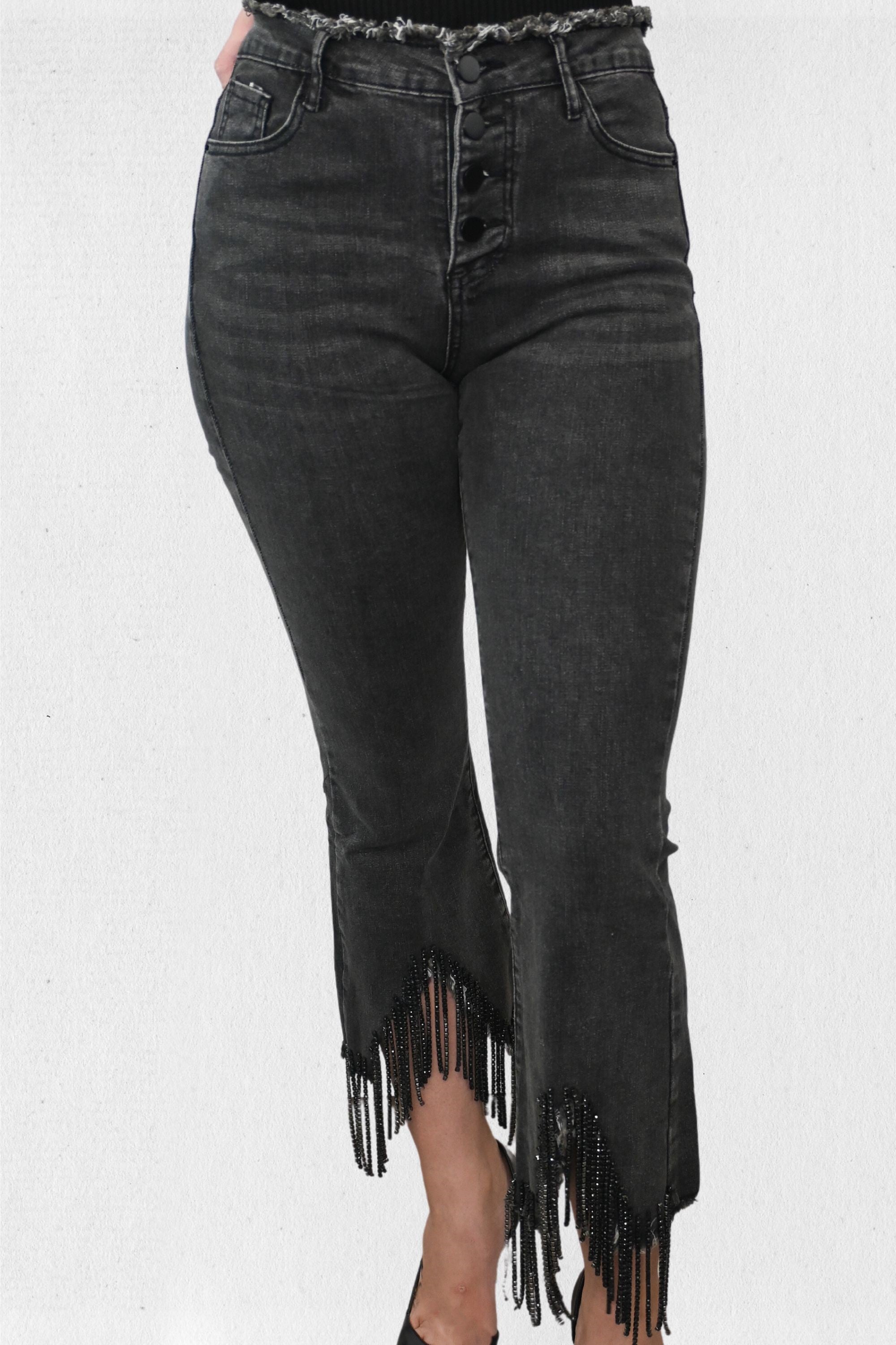 Rhinestone Fringe Jeans