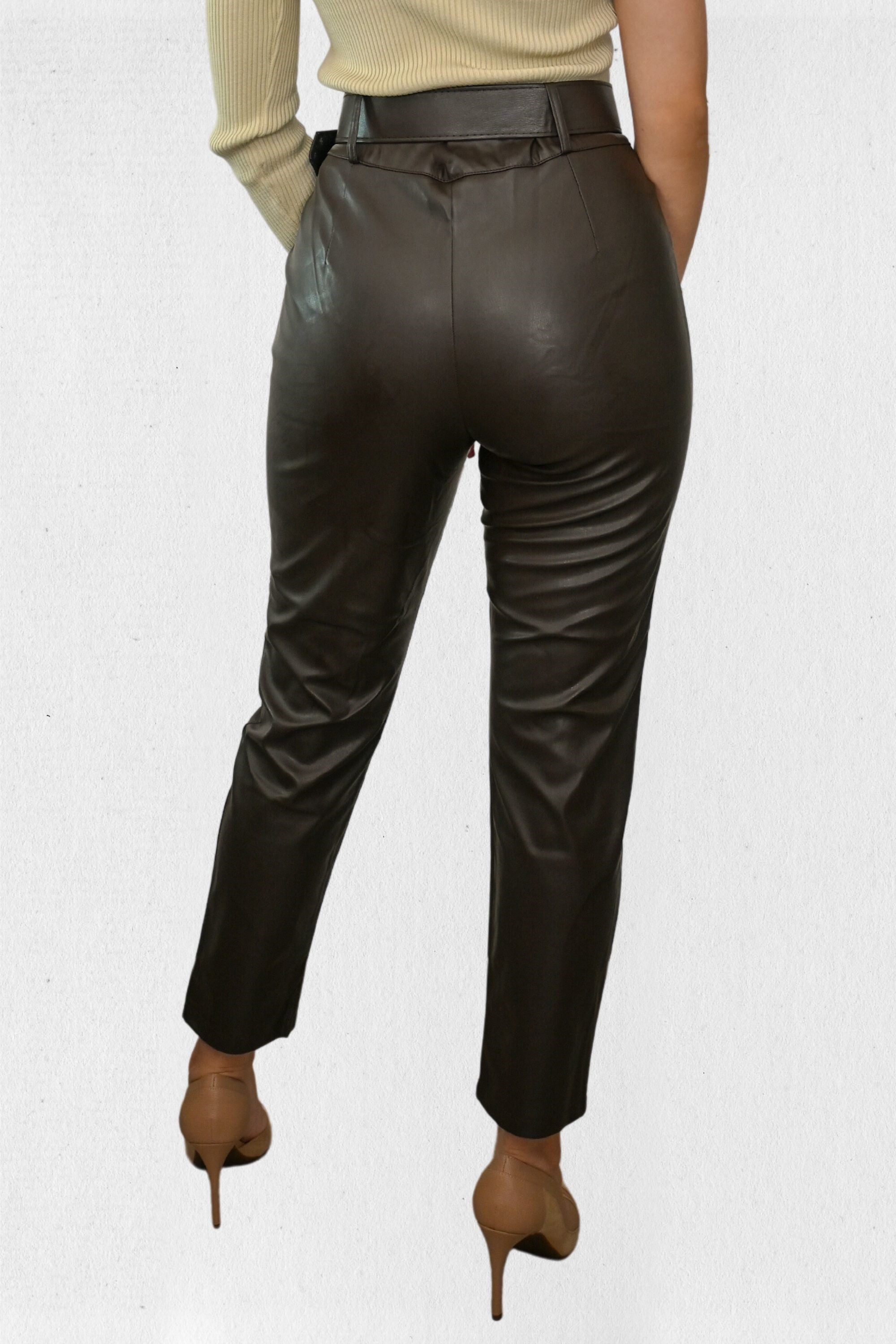 Brown Faux leather Pants