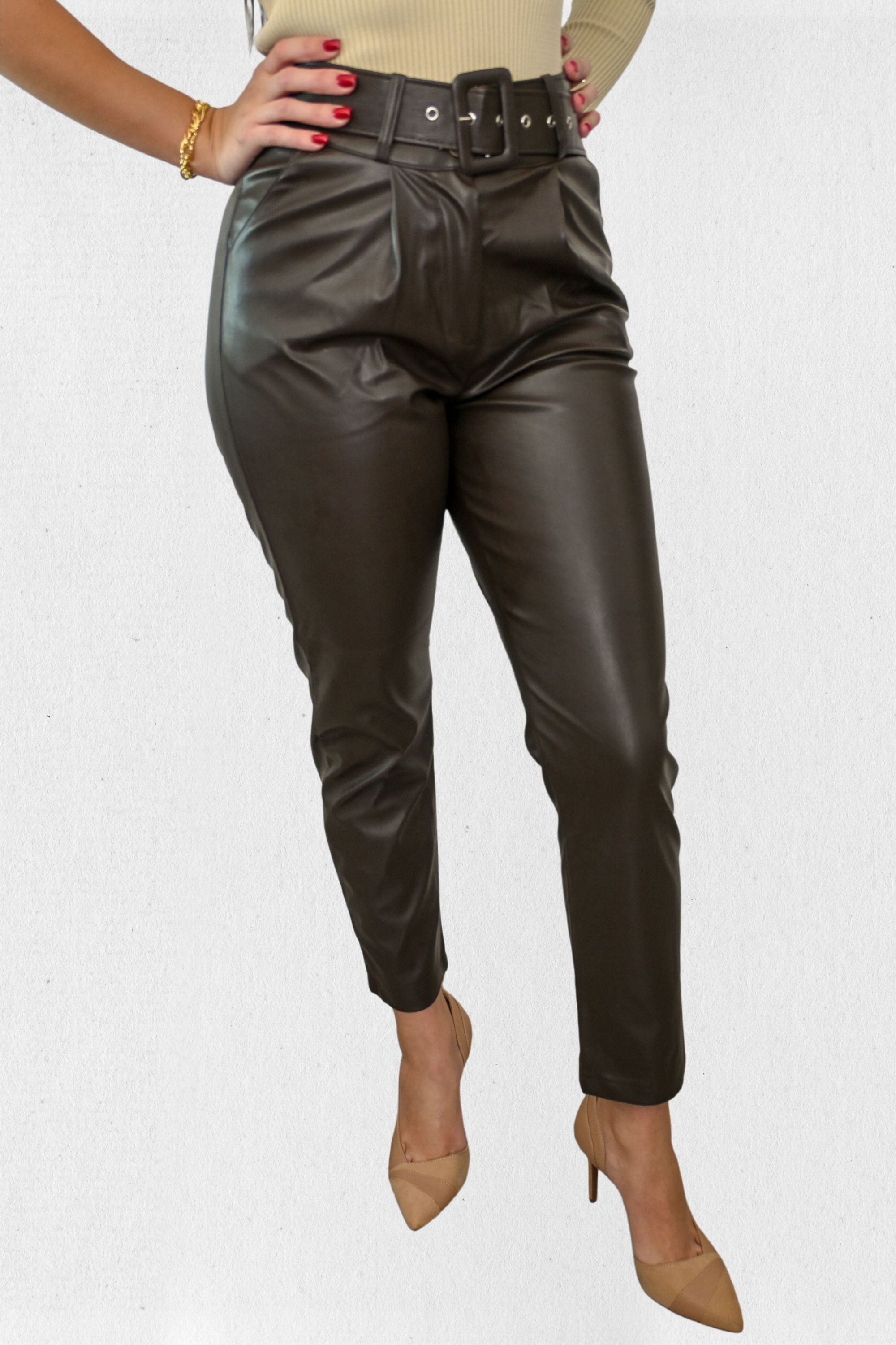 Brown Faux leather Pants